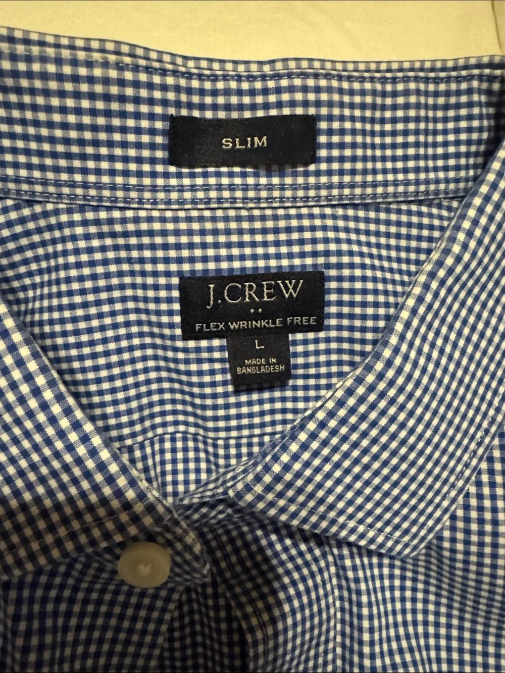 J. Crew Slim-Fit Blue & White Gingham Dress Shirt